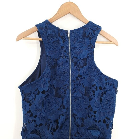 Lovers + Friends Lace Drop Waist Dress Floral Shift Blue Wedding Cocktail Party - Picture 6 of 16